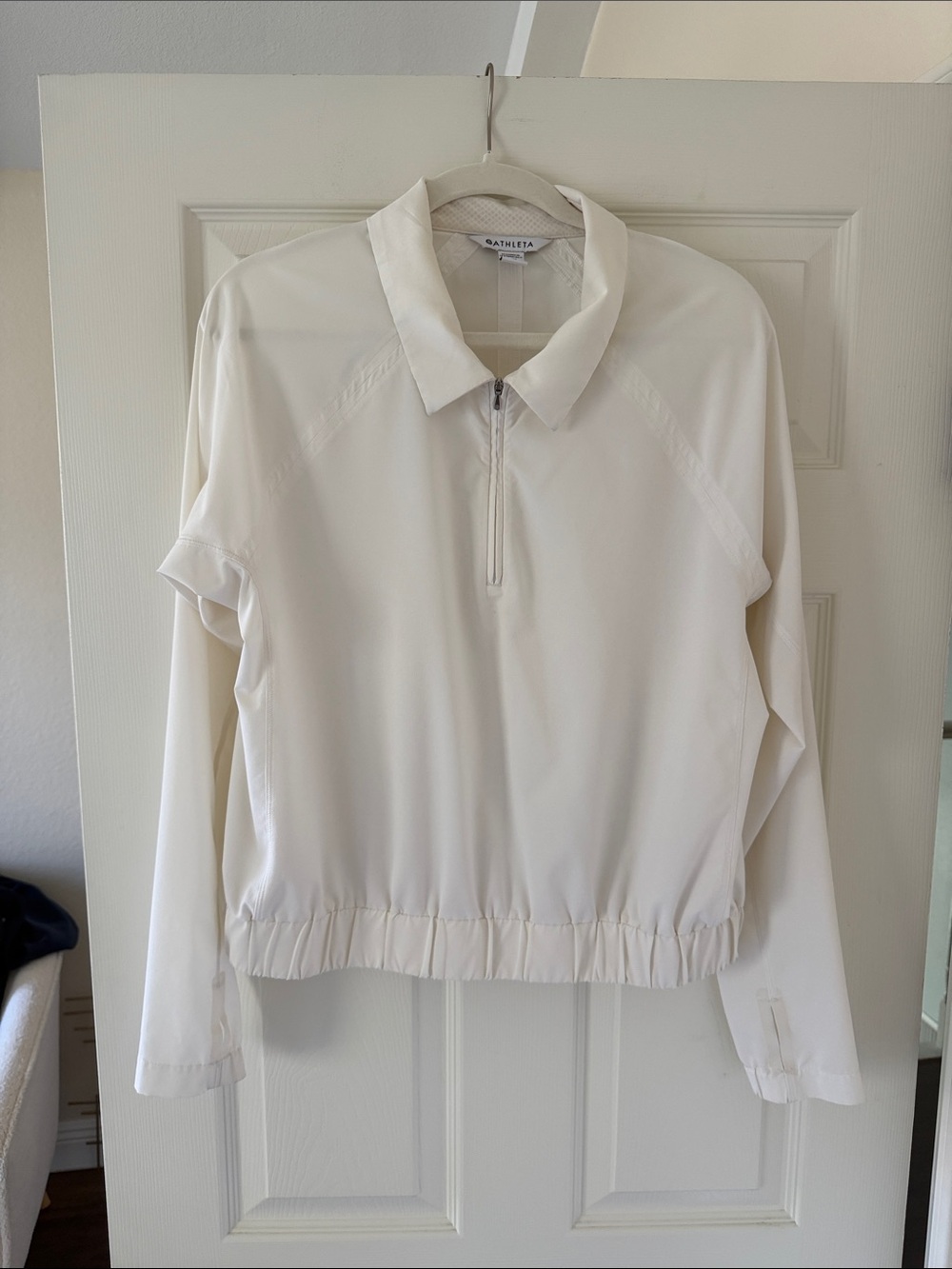Athleta Cream Half-Zip Collared Pullover